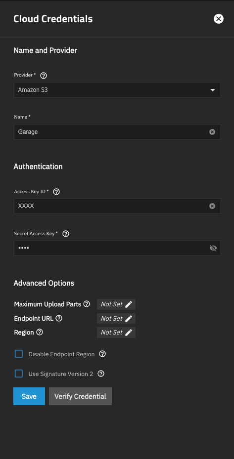 truenas backup credentilas